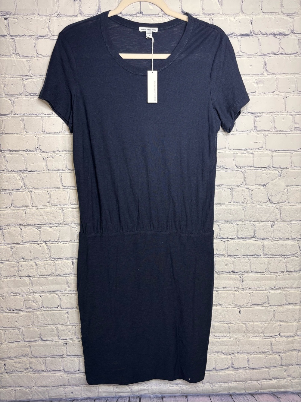 NWT James Perse Standard Navy Slub Business Casual Classic T Shirt Dress L